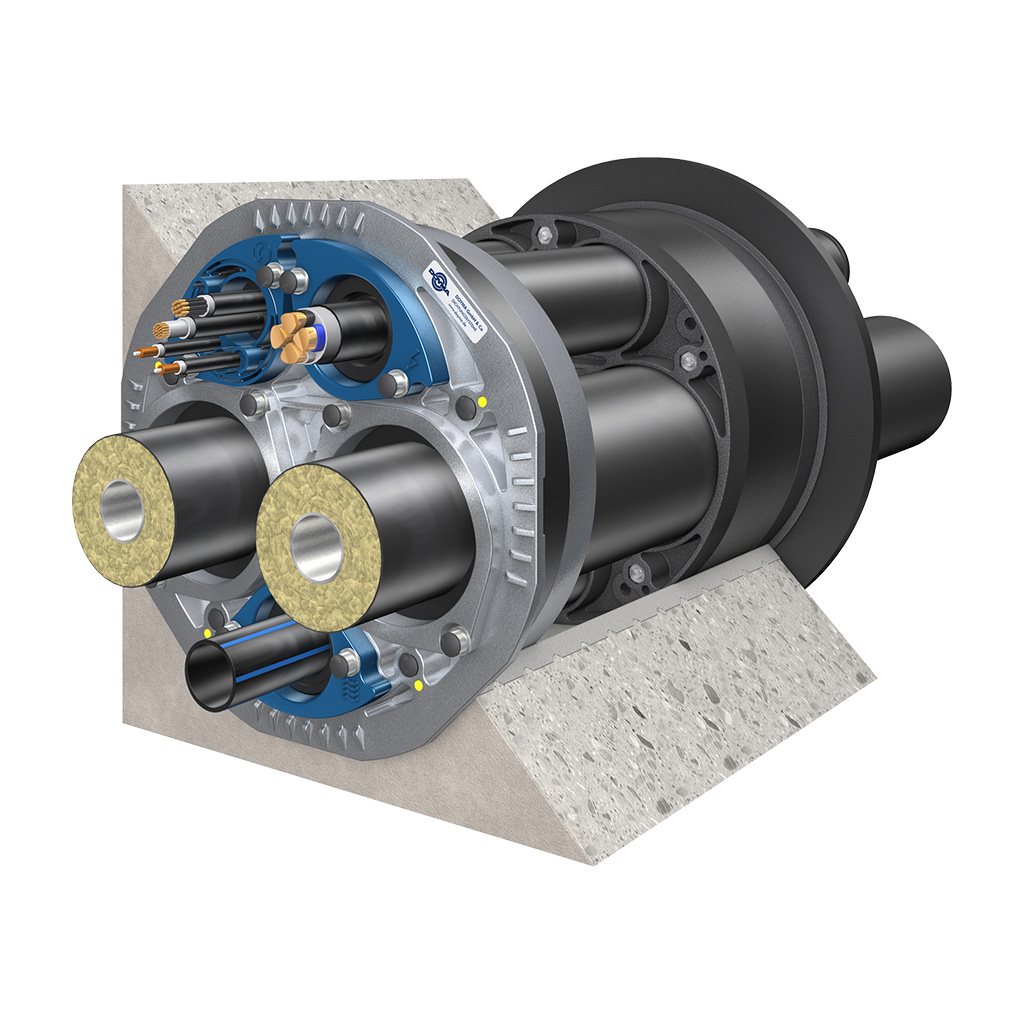 DOYMA Mehrspartenhauseinführung für unterkellerte Gebäude Nova 1-FW (Fernwärme, inkl. Dichtflansch)