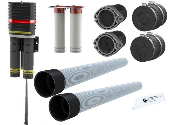 Hauff 2-Spartenhauseinführung für nichtunterkellerte Gebäude (konfigurierbar)