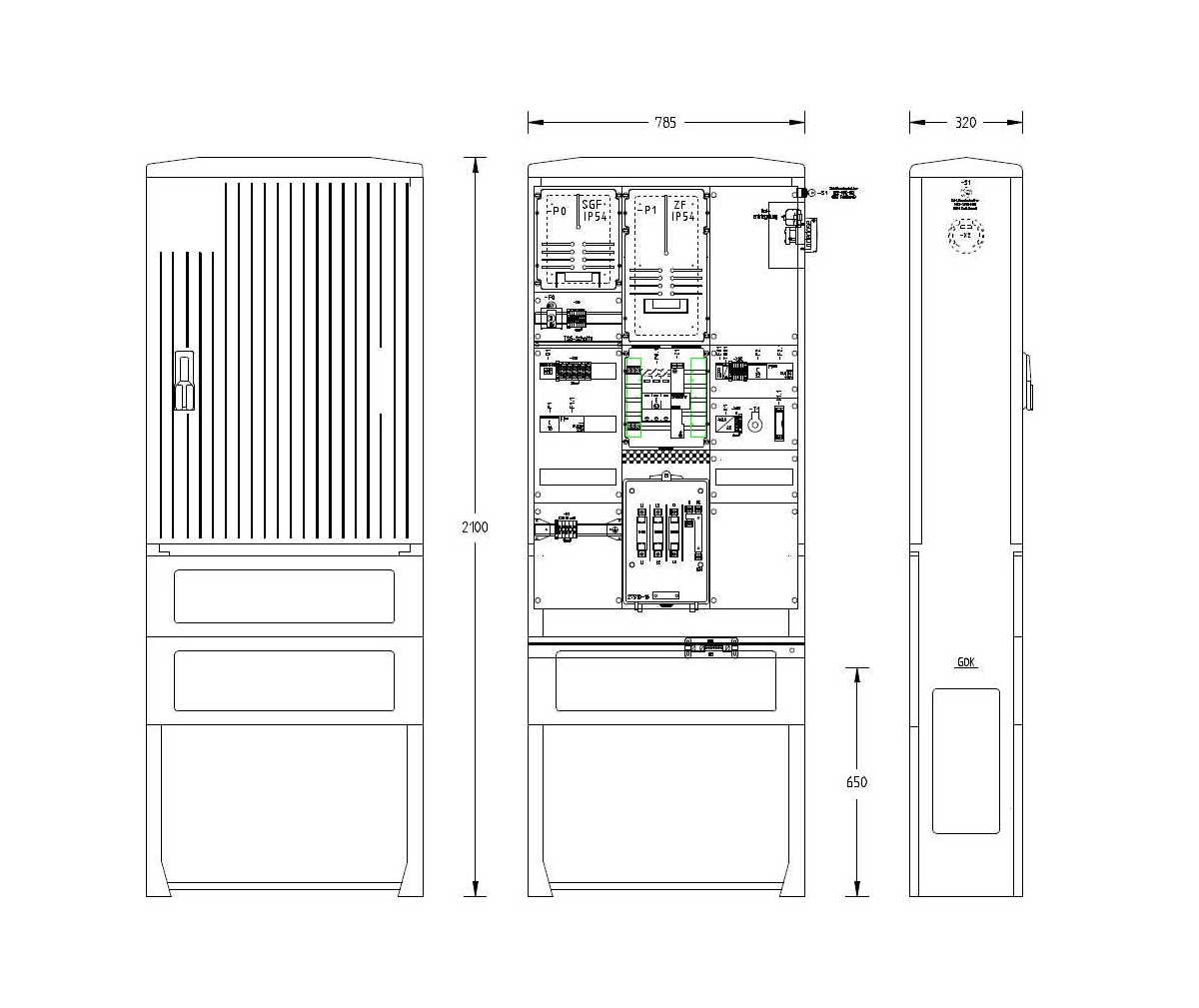 UESA ZAS Bezug bis 63A mit 400V 16A Abgang & Ladepunkt 11/22 kW
