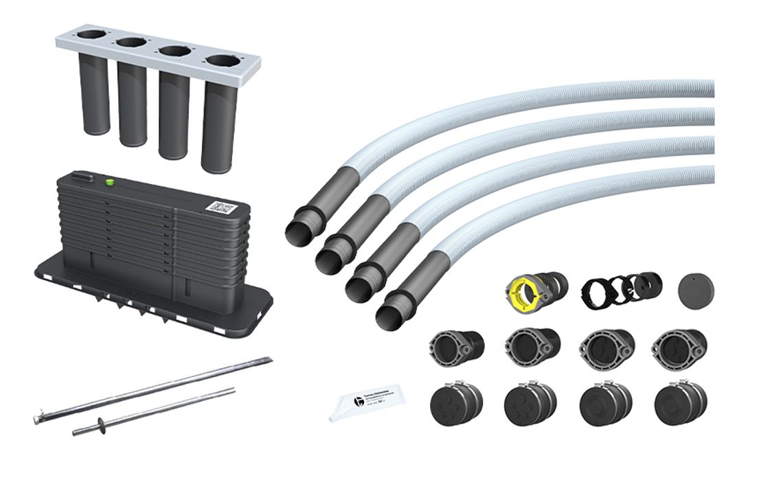 Hauff 4-Spartenhauseinführung für nichtunterkellerte Gebäude (MSH Basic)